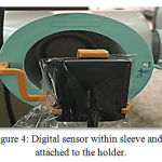 Figure 4: Digital sensor within sleeve and attached to the holder.