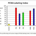 Figure 2: The proliferating cell nuclear antigen (PCNA) labeling index in all studied groups.
