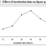 Figure 2: Effect of incubation time on lipase production.