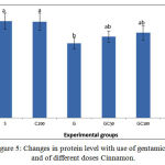 Figure 5: Changes in protein level with use of gentamicin and of different doses Cinnamon