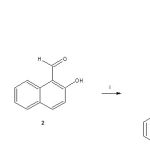 Figure 1. Synthesis of 2-hydroxy-N-(4-nitrobenzoyl)naphthalene-1-carboximidic acid (3). Reaction of 4-nitrobenzoyl azide (1) with 2-hydroxy-1-naphthaldehyde (2) to form the compound 3. i = acetic acid.
