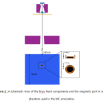 Figure 1 : A schematic view of the linac head components and the magnetic port in water phantom used in the MC simulation.