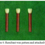 Figure 4: Resultant wax pattern and attached tooth