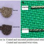 Figure 1a: Coated and uncoated prefabricated retainers; b) Coated and uncoated twist wires.