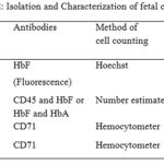 Table 2: lsolation and Characterization of fetal cells