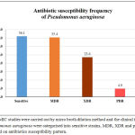 Figure 1: MIC studies were carried out by micro broth dilution method and the clinical isolates of Pseudomonas aeruginosa were categorised into sensitive strains, MDR, XDR and possible PDR based on antibiotics susceptibility pattern.