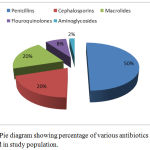 Figure 2: Pie diagram showing percentage of various antibiotics prescribed in study population.