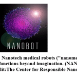 Figure 17: Nanotech medical robots ("nanomedibots") perform functions beyond imagination. (NANOBOT-Image Credit: The Center for Responsible Nanotechnology)