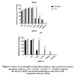 Figure 1: Effect of oil and AgNPs on fibroblast cell lines, values are the mean of three dependent replicates ± SD. *: p